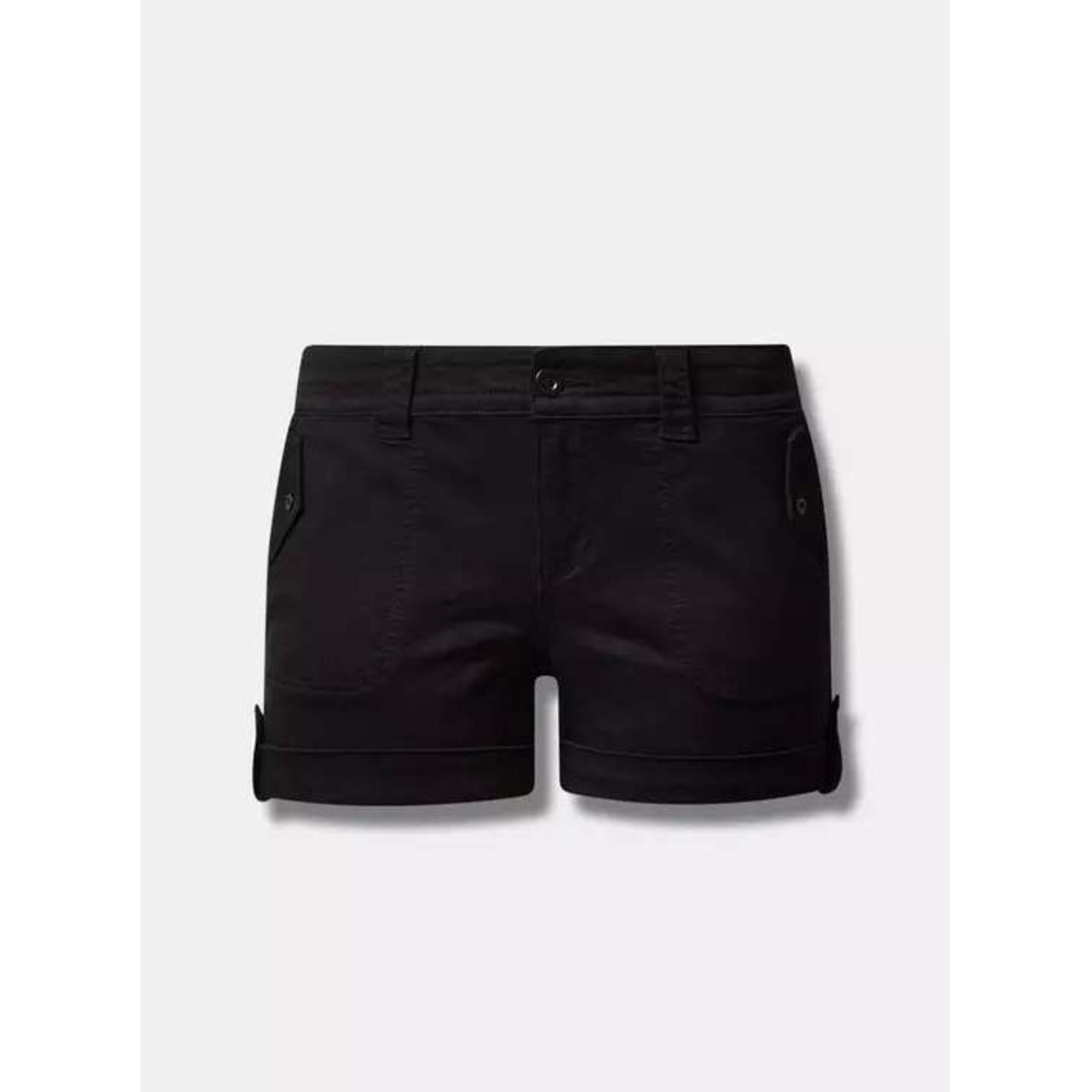 Torrid Womens Black Military Utility Shorts Cuffed Button Flap Pockets Size 10